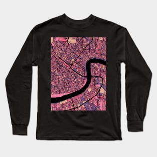 New Orleans Map Pattern in Purple & Pink Long Sleeve T-Shirt